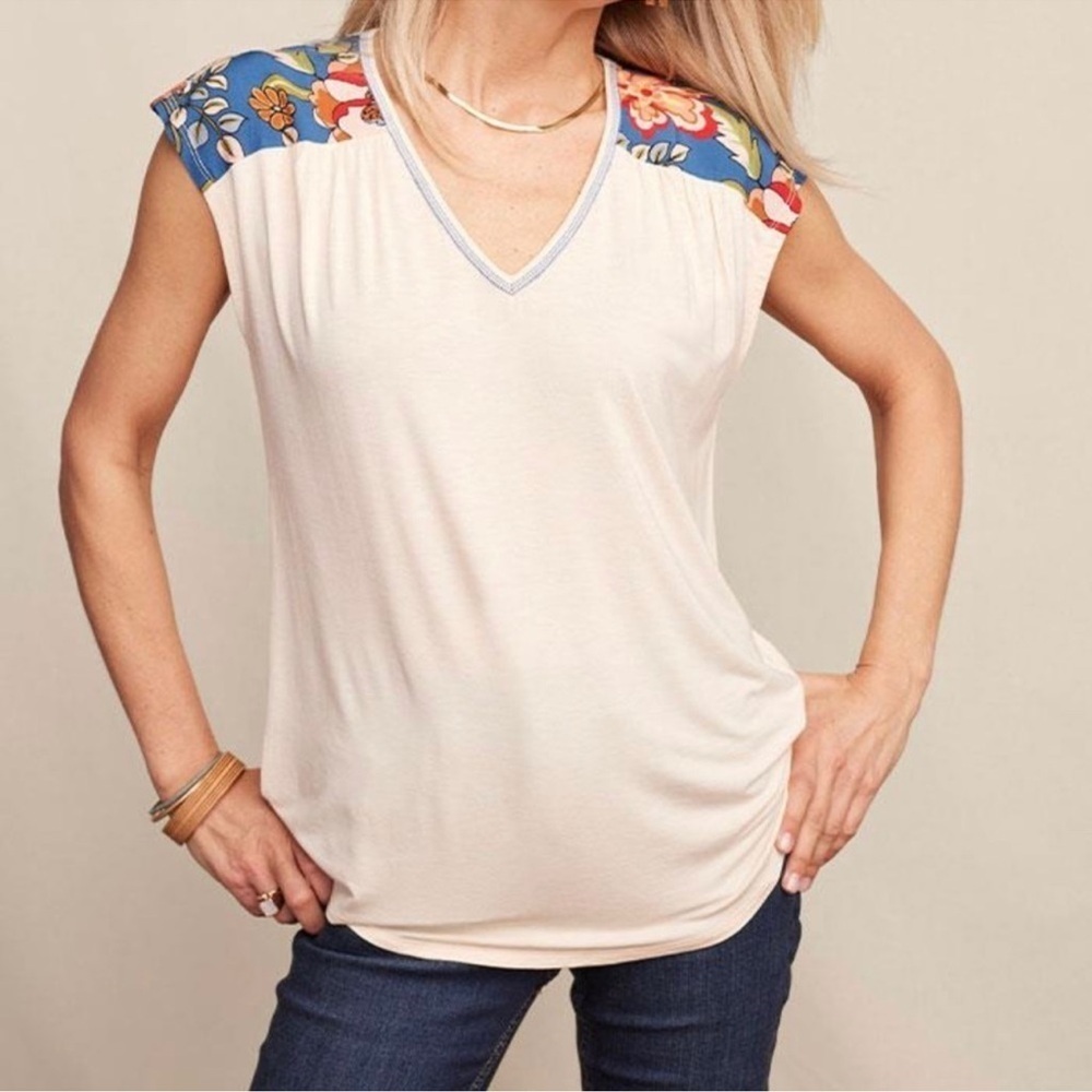 Matilda Jane Heart to Heart Floral Garden Print V-Neck Womens Top Feminine XL
